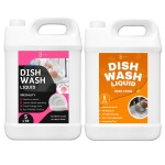 Flisko Dishwash Liquid Pink 5L & Orange 5L Soft on Hands, Tough on Grease | No-toxins, Natural, Herbal
