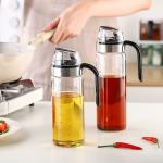 KRUPANIDHI Auto Open Oil Bottle | Condiment Container With Ergonomic Non Slip Handle | Auto Flip Cooking Oil Bottle | Kitchen Tool & Accessories (500ml)