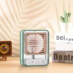 VADDORIYA Small Personal Desk Fan with Mist Spray, LED Night Light, Electric Battery Operated Water Misting Fan, USB Rechargeable Portable Quiet Mini Desktop Table Cooling Fan for Office, Camping, Indoor, Outdoor