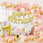 FANEX Eco-friendly Foil Baby Birthday Decorations Happy Birthday Banner, Foil Balloon and Metallic Balloons