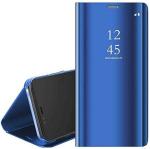 Lejaao Oppo F15 Luxary Smart Semi Clear Blue Silicone Flip Cover