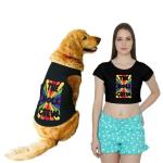 Ruse The Holi Crew Colorful Printed Dog Tank and Women Crop Top Pet Parent Set, Black XXS (Dog), XS (Parent)