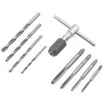 UP TO DATE PRODUCTS 9pcs Mini Hand Tap Thread Wire Tapping Threading Grinding Carving Tap Die Tool Set M4 M5 M6 M8 Drill 2.5mm 3.3mm 4.2mm 5.0mm