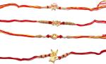 Kavim Kids Rakhi (Gold plated Metal Spider man ,Sin Chan, Pickachu and Smiley Designer 4 Set Rakhi)