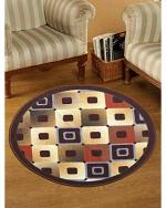 Status Contract Multicolor Nylon Round Floor Carpet Mats Rug For Living Room, Dining Room, Kitchen And Hall - 30 x 30 inches Or 78 x 78cm