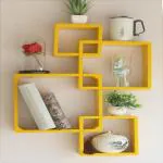 webshoppee Book Shelf for The Study Room (yellow)(Set of 4) for Keeping Books MDF (Medium Density Fiber) Wall Shelf (Number of Shelves - 4, Yellow)