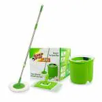 Scotch Brite Jumper Green Plastic Bucket Spin Mop with Round and Flat Head Refill
