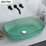 Plantex Luxury Glass Basin/Table Top Matt Wash Basin Over Counter/Countertop Basin for Bathroom & Living Room (Green)