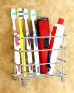 Craftbin Steel Toothbrush Holder Wall mount, Toothpaste Holder Stand Stainless Steel