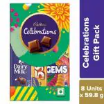 Cadbury Celebrations Chocolate Gift Pack, Assorted, 59.8 g, (Pack of 8) with Handmade Rakhi
