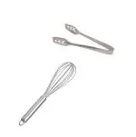 Stainless Steel Momo Tong Rust Resistant Dishwasher Safe With Stainless Steel Egg Beater Whisk,MultiColour (Pack of 2)