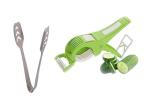 First Front Stainless Steel Momo Tong with Steel Blade Plastic Body Bhindi Cutter and Multicolour, Pack of 2