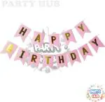 FANEX Pink Happy Birthday Banner