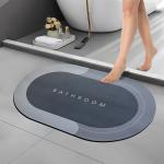 SUNVIBE 1 Piece Water Soaking Bathroom Mat Anti Slippery Door Mat Dry Quick Rubber Foot Mat (40x60cm) (Grey)