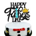 Festiko Happy Fathers Day Cake Topper Happy Birthday Dad Party Decoration For Best Dad Ever Double Side Glitter Black Party Supplies