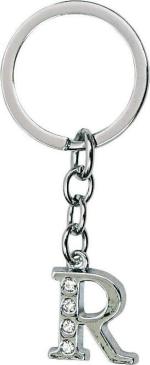 Blue Aura Raj Silver Metal Alphabet Letter R Keychain For Car Bike Men Women Keyring