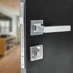 CRUST Long Life Mortise Premium Door Lock Handle Set 4Pcs with Insalation Screws (Silver, Stainless Steel)