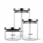 Borosil Classic Glass Jar, Air-Tight Storage Container, Set of 3 (300 ml, 600 ml, 900 ml), Clear