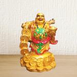 JRG Laughing Buddha for Money, Wealth and Good Luck Idol Statue (10 cms x 9 cms x 15 cms)