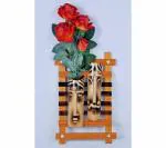 SAMYAK Brown Bamboo Wooden Polished Wall Hanging Double Mask Designed Flower Vase (8 x 12 inch)