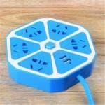 BOPUD Extension Board Hexagon Electrical Extension Cord Power Socket with 4 USB Port for Mobile with 2 Meter Cable Wire 4 Socket Surge Protector Spike Strip Guard Extension Board.