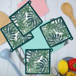 Oven Microwave Pot Holders, Set of 4, Washable Printed Oven Accessories for Baking, Microwave Use & Cooking for Grill, Protection of Hands from Hot Utensils (9x9 Inches- 20x20 Cms)