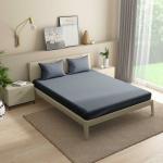 Wakefit Bedsheet for King Size, Bedsheet King Size Bed Cotton, Elastic Fitted Bedsheets King Size, 215 TC 100% Cotton with 2 Pillow Covers (Elastic Fitted Sheet 72x70: Blue Granite)