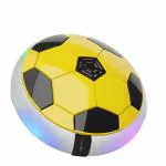 myhoodwink Hover Football Indoor Floating Hoverball Disc with Soft Foam Bumpers, Colorful LED Lights, Air Football Soccer Game for Kids (Yellow)