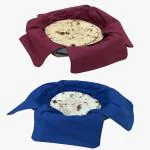 Foveros Cotton Set of 2 Double Layer Roti Clothes Wrap with Flaps Casement Cotton Cloth for chapati for hot case Kitchen Chapati Cloth wrap roti Cloth, Colour: Maroon, Navyblue
