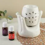 Asian Aura Hand Shaped Ceramic Electric Aroma Diffuser for Home Fragrance| Oil Burner| Oil Warmer Hand Shaped Diffuser with 2 Aroma Oils (English Lavender & Rosy Romance Fragrance 10ml Each)- White