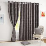 Story@Home BLACKOUT FOIL Polyester Long Door Curtain, Hexagon Pattern , Grey, Long Door - 9 feet