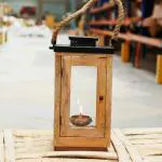 pujaNpujari Natural Wooden Candle Lantern,Decorative Candle Lantern with Farmhouse Style for Table Top Mantle Wall Hanging Display Party Decor Indoor Outdoor