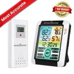 amiciSense Digital Weather Station, Outdoor/Indoor Temperature and Humidity Monitoring Device with Touch Screen and Clock Function