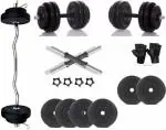 Gym Insane 18KG Weight Plate 3ft Curl Barbell(Zig Zag) Rod Dumbbell Set Fitness Gym Kit