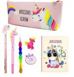 AMP Stationary Combo Set - Unicorn Pouch,Collection for Girls Students (7 Piece Set)