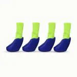 Plushmate x Holy Paws Silicon Base Socks Rubber Sole with Velcro Straps Traction Control Anti-Slip Boots Shoes for Dog (Blue & Green, Size: Medium)