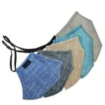 OxiClear Handloom Linen Anti-Pollution Face Mask, 3-Layer Super Breathable, Washable & Reusable (Combo 2).