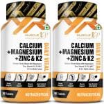 MuscleXP Calcium + Magnesium + Zinc & K2-MK7 Daily Vital with Alfalfa Extract, B12 and D3, 60 Tablets (Pack of 2)