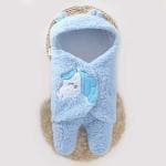 OyoBaby Blue Fleece Baby Blankets New Born Hooded Super Soft Wearable Unicorn cartoon shape baby Wrapper For Boys And Baby Girls