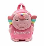 Weshopaholic Pink Unorn Velvet Small Soft School Bag for Kids