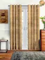 Cortina Plain Velvet Room Darkning Door Curtain (Mustard Yellow) With Eyelet-(7Ft)
