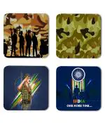 Whats Your Kick Indian Army With Soldier Printed Set of 4 Coaster With Metal Stand