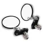 Dhe Best Black Bike Handle Bar Rear View Mirror Side Round Fancy Mirror For Royal Enfield Classic 350 (Set Of 2)