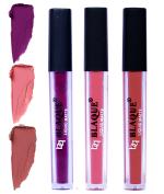 bq BLAQUE Matte Liquid Lip Gloss Combo of 3 Lipstick # 103-107-113 (12 ml, Purple Affair, Coral Peach, Brown)