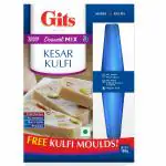 Gits Instant Kesar Kulfi Dessert Mix with Free Kulfi Moulds | 400g (Pack of 4 X 100g Each)