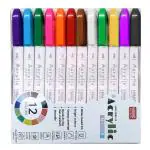 Riva Acrylic Marker - 36 Colors Acrylic Water Color Markers, Water Based Ink Markers Pen for Rock Painting, Canvas, Photo Album, Craft, School Project, Glass, Ceramic, Wood, Metal