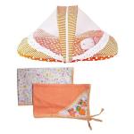 Babique Orange Cotton Joker Mattress Set with Mosquito Net, Towel & Hooded Blanket