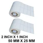 VCR 2 x 1 Direct Thermal Barcode Label Sticker - 2 x 1 inches - 50mm x 25mm - 2 Ups - 2000 Labels Per Roll - Pack of 2 Rolls -White Self Adhesive Sticker for Printing Barcoding Labels 1 inch core