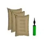 SHIVAM CART Soft Cotton Travelling Air Pillow with Pump, Compact and Lightweight Pillow, Easy to Carry, Neck Support headrest Pillow During Travelling in Bus, Train,Flight. (Pack of 3) Brown