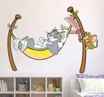LANSTICK Multicolor Tom and Jerry Self Adhesive Wall Sticker
